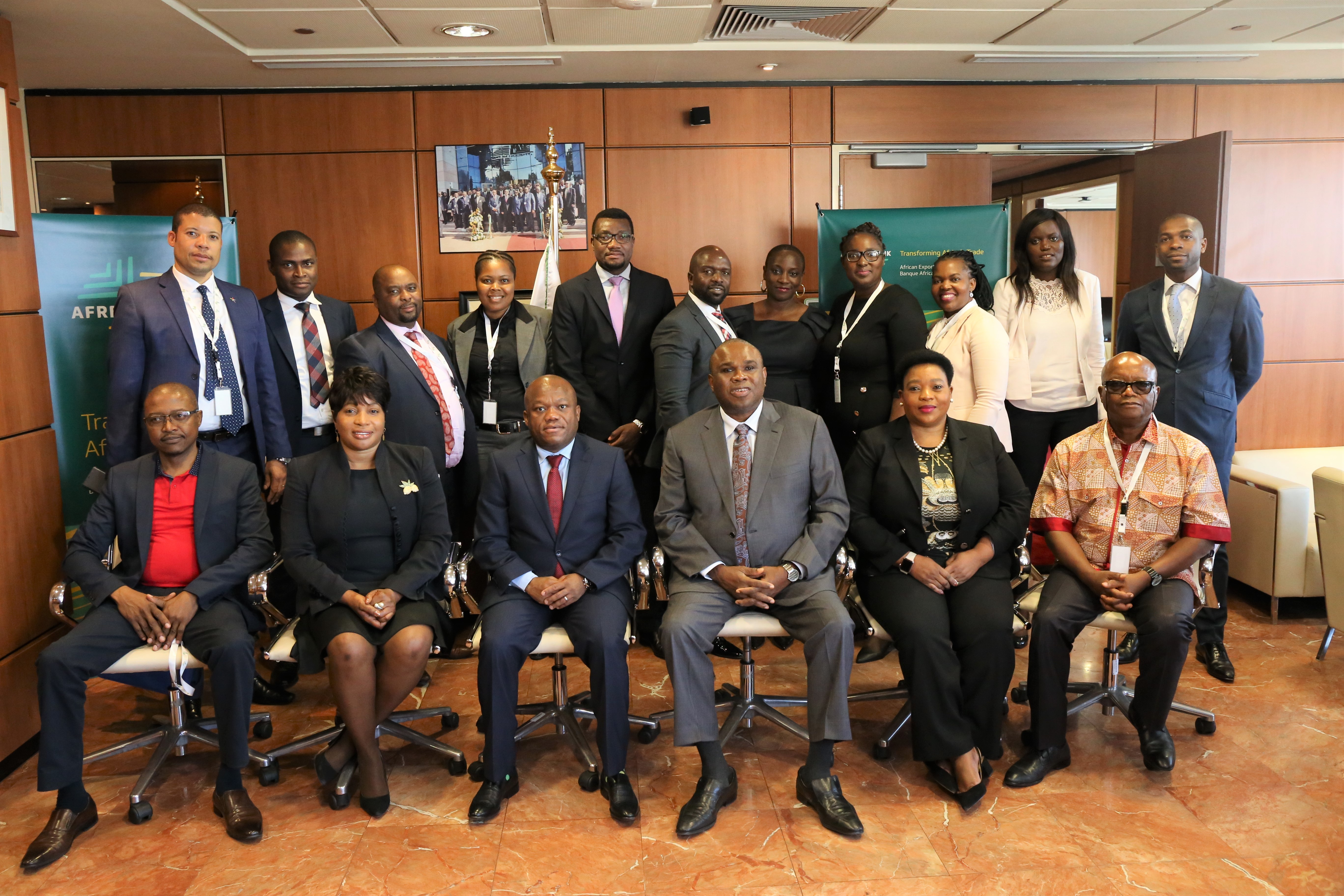 Afreximbank President Prof. Benedict Oramah (3rd right) and Kwazulu-Natal Premier Sihle Zikalala (4th right) in group photo with the Kwazulu-Natal delegation and Afreximbank Staff.
